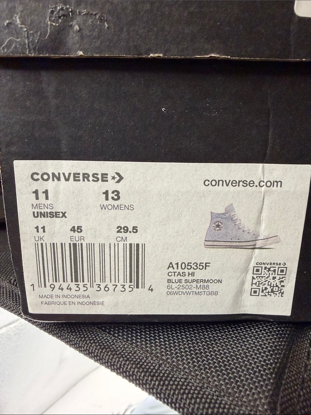 Converse High Top Sneaker in Light Blue and White - Picture 3 of 6